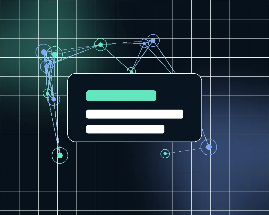 Abstract visualization of connected AI business systems